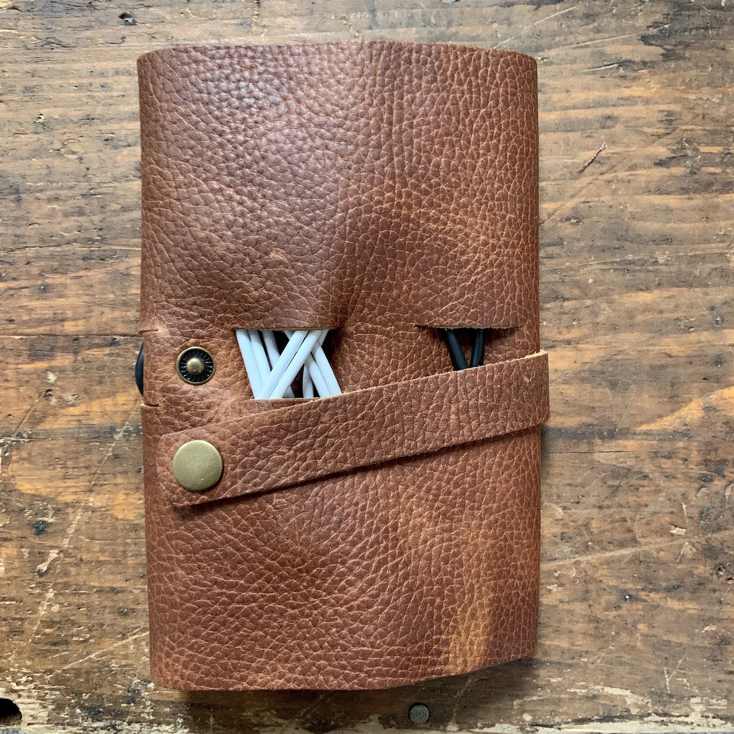 Rogue Industries Cord Roll Up COWHIDE BROWN Leather Tech Organizer