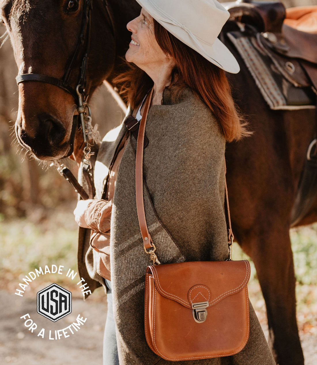 The Local Branch Leather Caramel Hunt Satchel