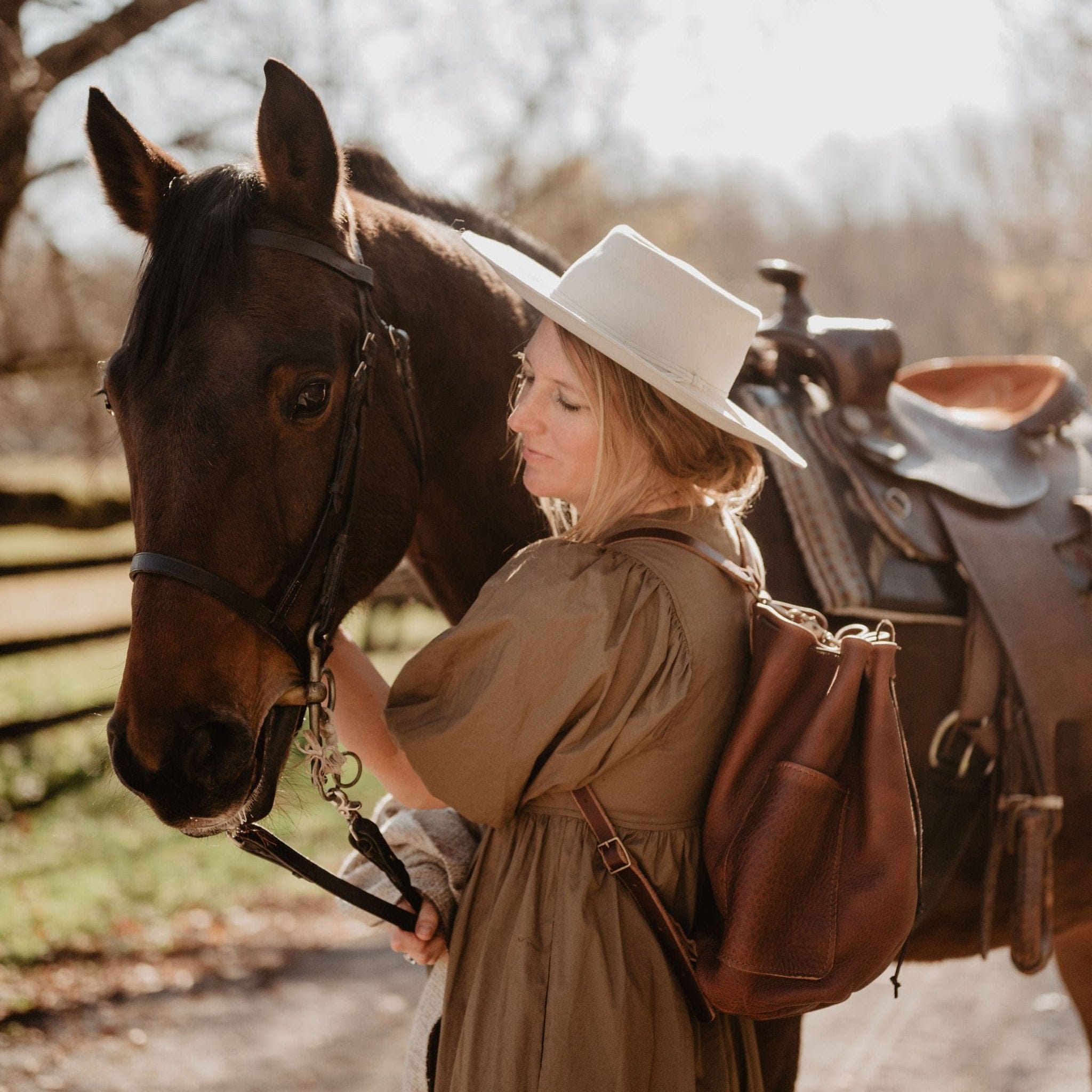 The Local Branch Leather Traveler Drawstring Backpack - USA Made