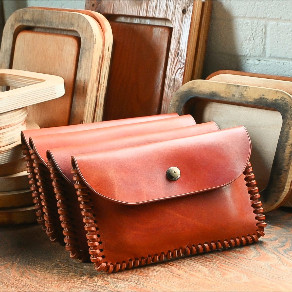 The Local Branch Leather Clutch Caramel Gaucho Clutch - USA Made