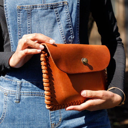 The Local Branch Leather Clutch Caramel Gaucho Clutch - USA Made