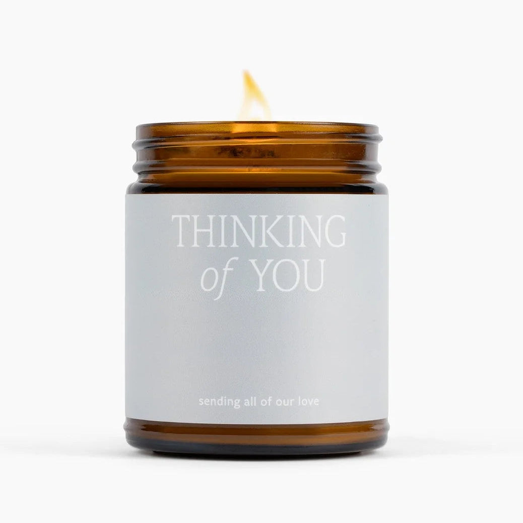 Candle with a label saying &