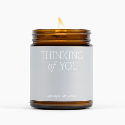 Candle with a label saying &