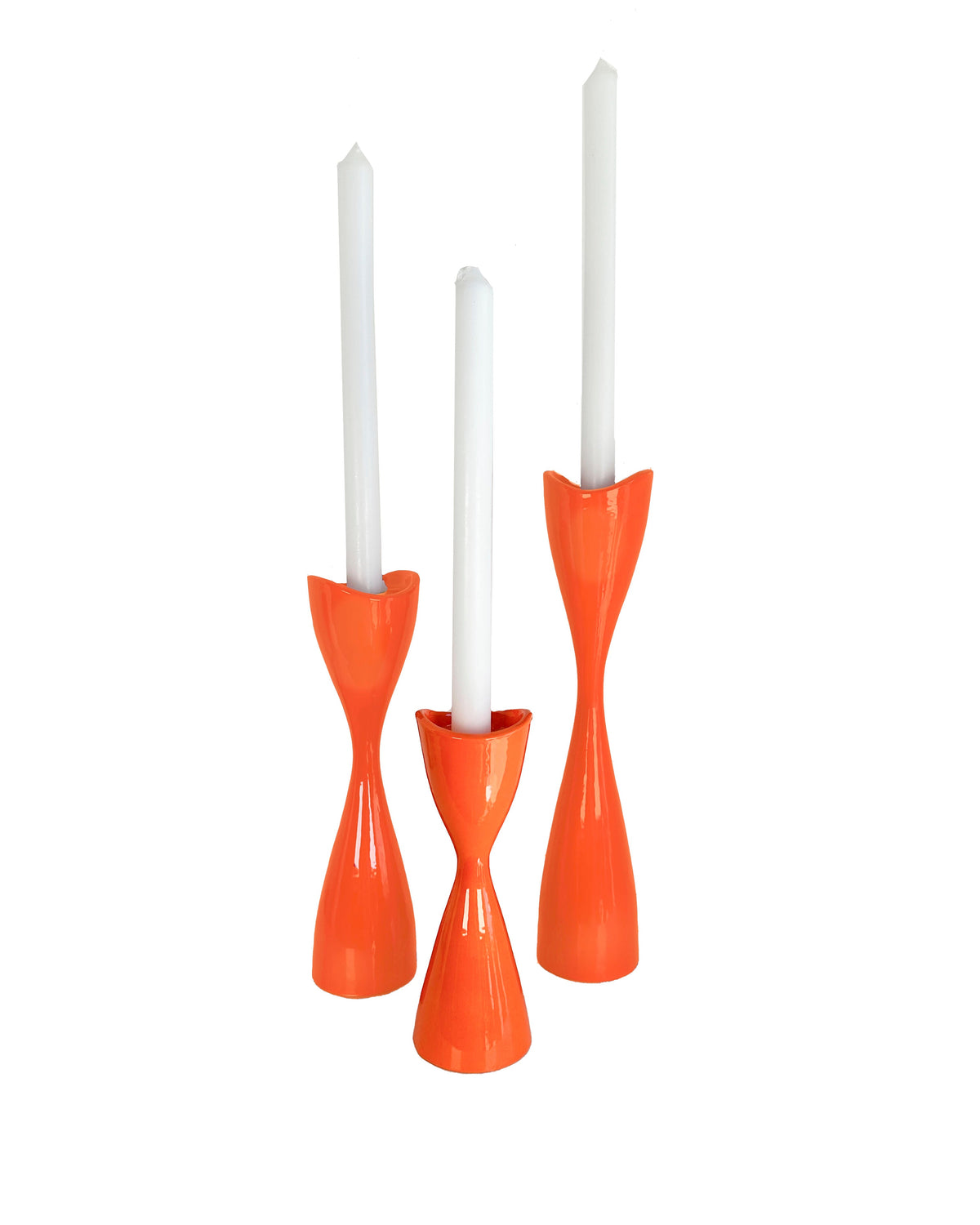 Tulip Candlestick Holders in Tiki Orange