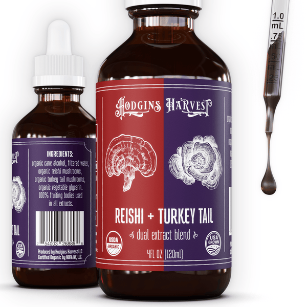 Hodgins Harvest Mushroom Extracts Reishi + Turkey Tail Dual Extract Tincture