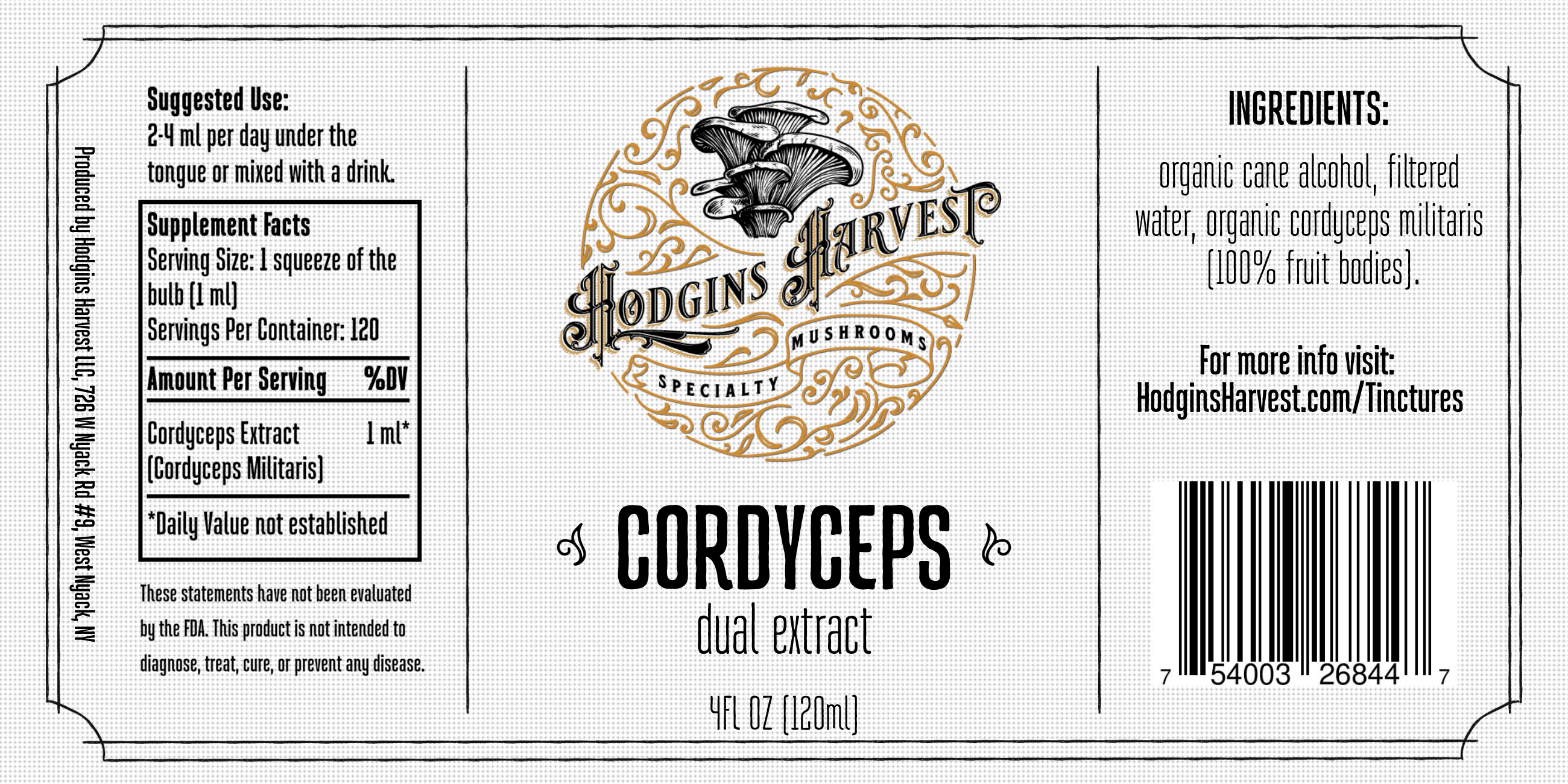 Hodgins Harvest Mushroom Extracts Cordyceps Dual Extract Tincture