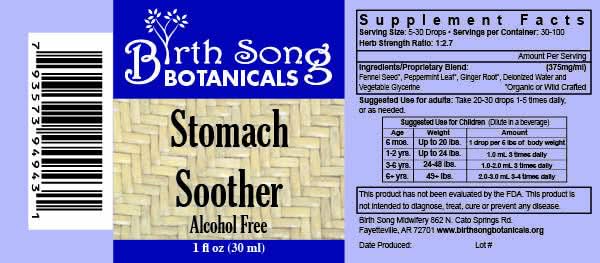Birth Song Botanicals Co. Tinctures Stomach Soother Herbal Tincture – Botanical Digestive Blend (1 oz)
