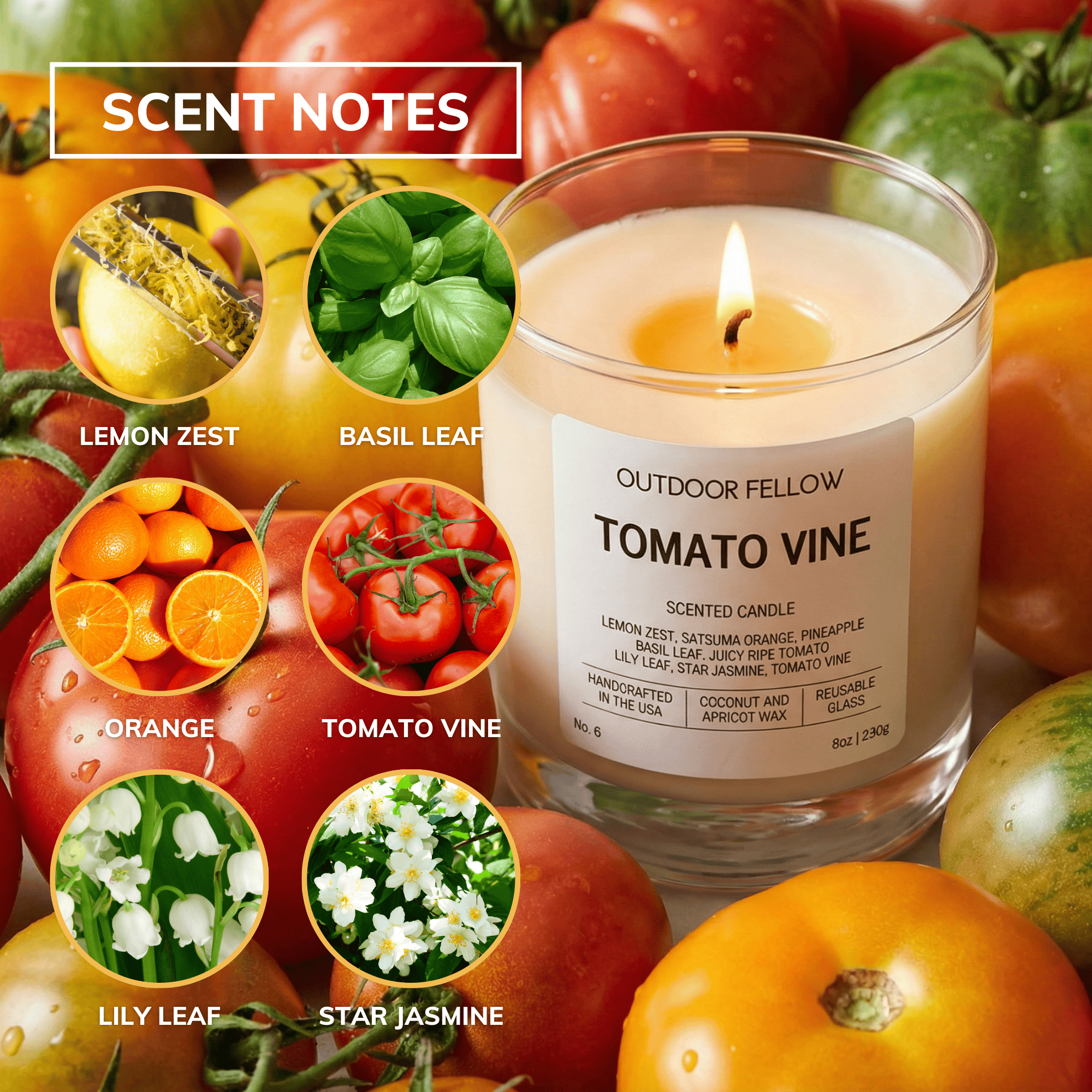 Outdoor Fellow Candles Tomato Vine Scented Candle