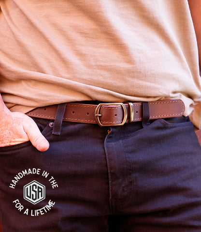The Local Branch Leather Belt Tracer Stitched Belt - USA Made