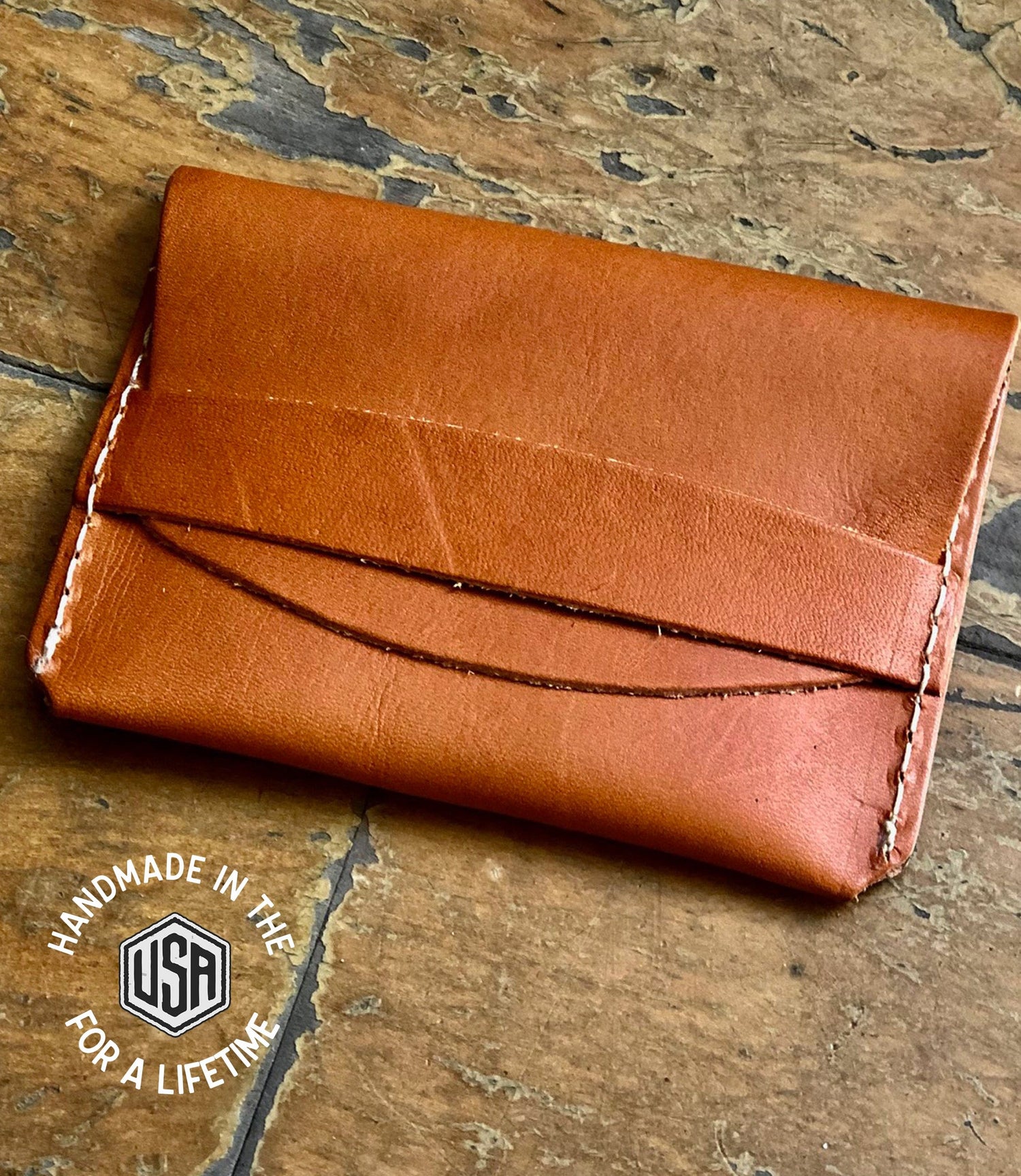 The Local Branch Leather Caramel Leather Tuck Wallet - USA Made
