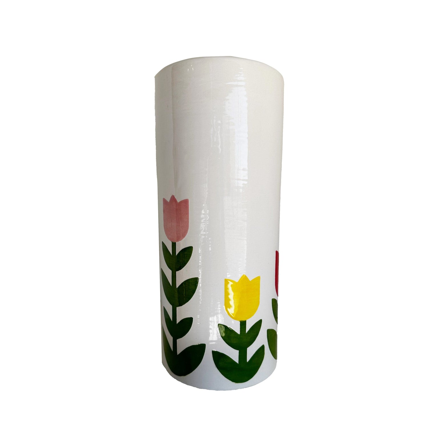 Ruby Clay Company Classic Multicolor Tulip Fever Column Vase