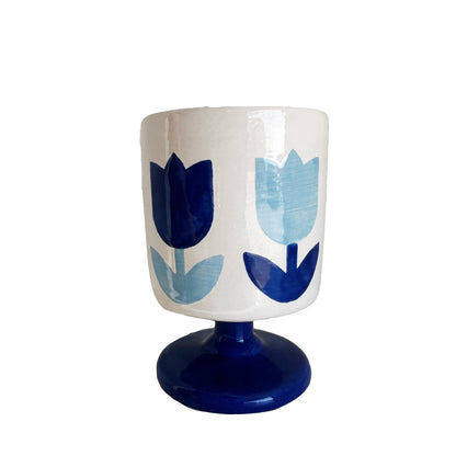 Ruby Clay Company Vases Deep Blues with Dark Blue Stem Tulip Fever Classic Cup