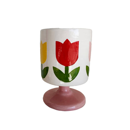Ruby Clay Company Vases Classic Multicolor with Pink Stem Tulip Fever Classic Cup