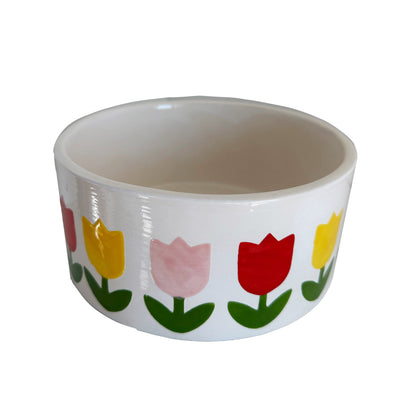 Ruby Clay Company Candle of Pure Beeswax / Large Shallow / Classic Multicolor Tulip Fever Hand Poured Candle &amp; Vase