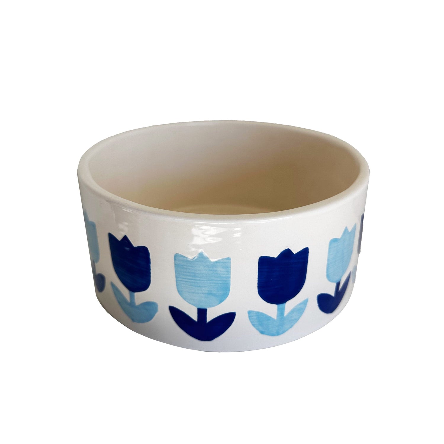 Ruby Clay Company Candle of Pure Beeswax / Large Shallow / Deep Blues Tulip Fever Hand Poured Candle &amp; Vase