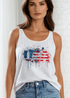 Crazy Cozy Cool Sleeveless Tops and Tanks White / USA AMERICAN FLAG / Small Patriotic Paint Splatter Graphic American Flag Tank Top