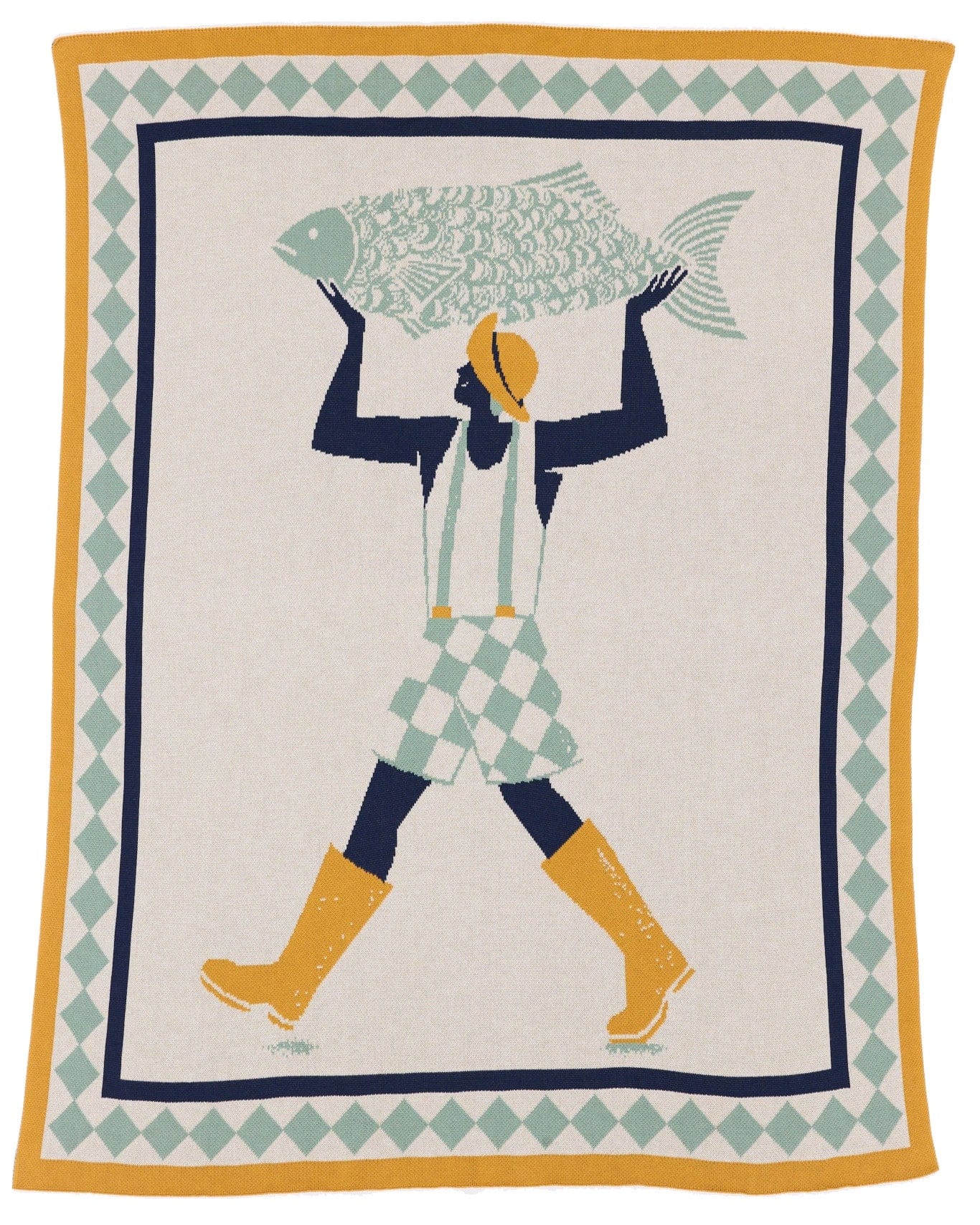 Biquette Throw Blanket Cloudy Day in Organic Cotton Un Beau Poisson
