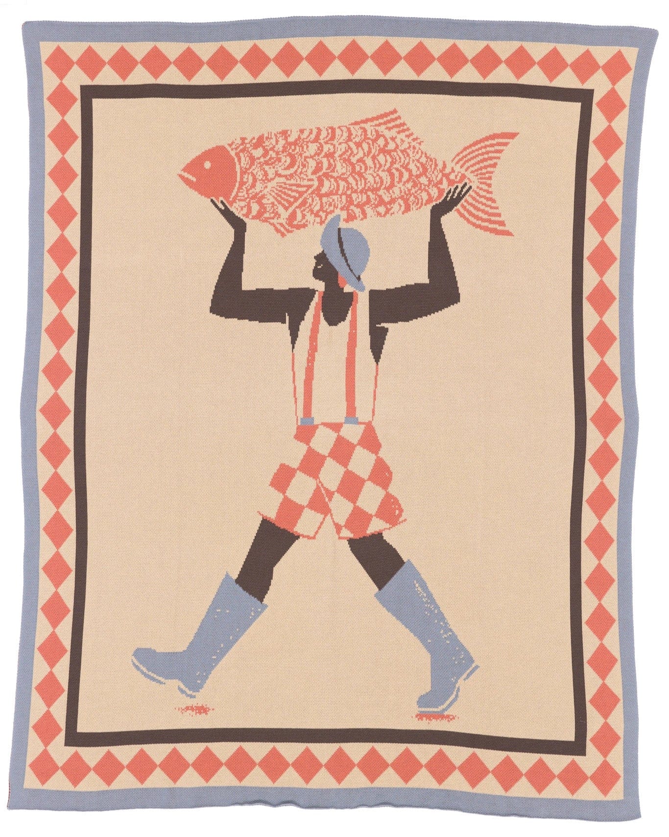 Biquette Throw Blanket Rainy Day in Egyptian Cotton Un Beau Poisson