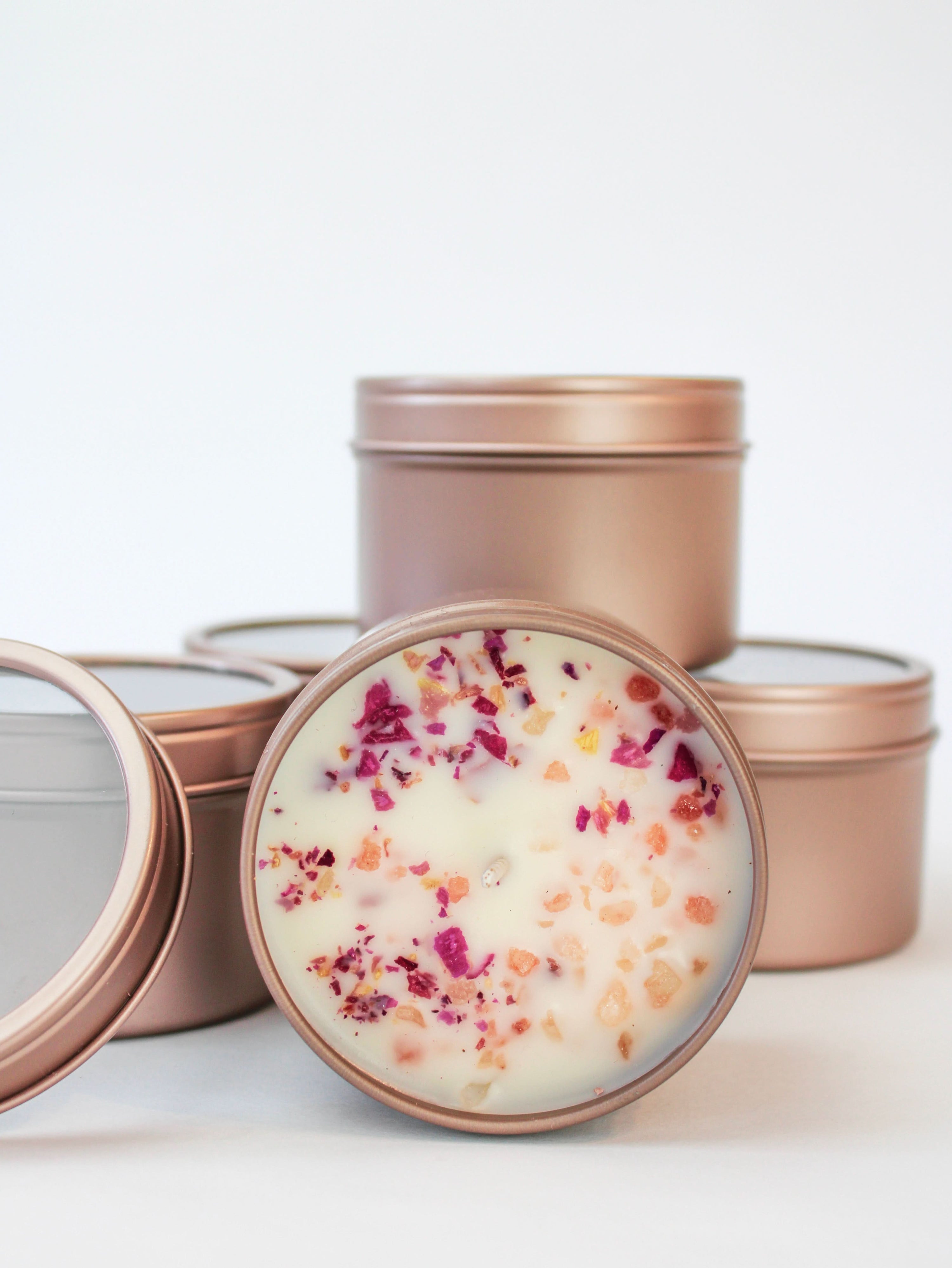 Ash &amp; Rose candle Unlabeled 4 oz Botanical Soy Wax Candles - Party Favors