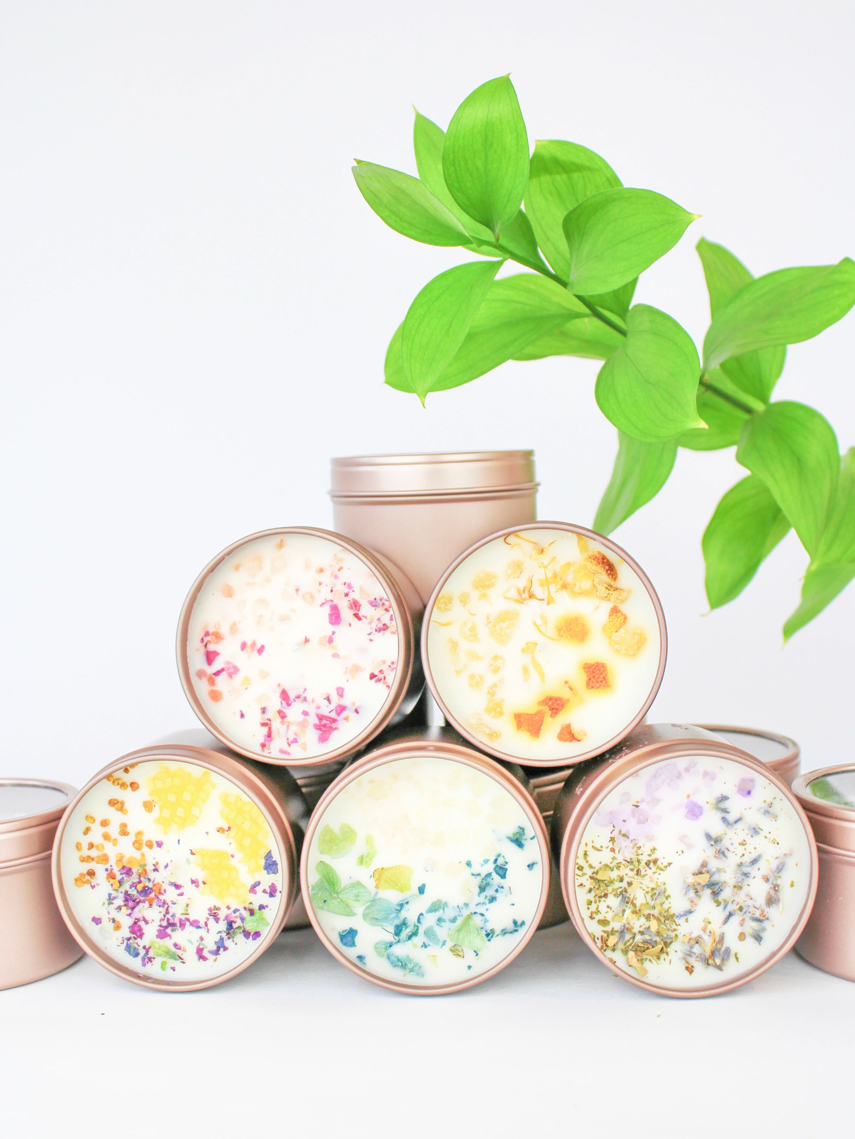 Ash &amp; Rose candle Unlabeled 4 oz Botanical Soy Wax Candles - Party Favors
