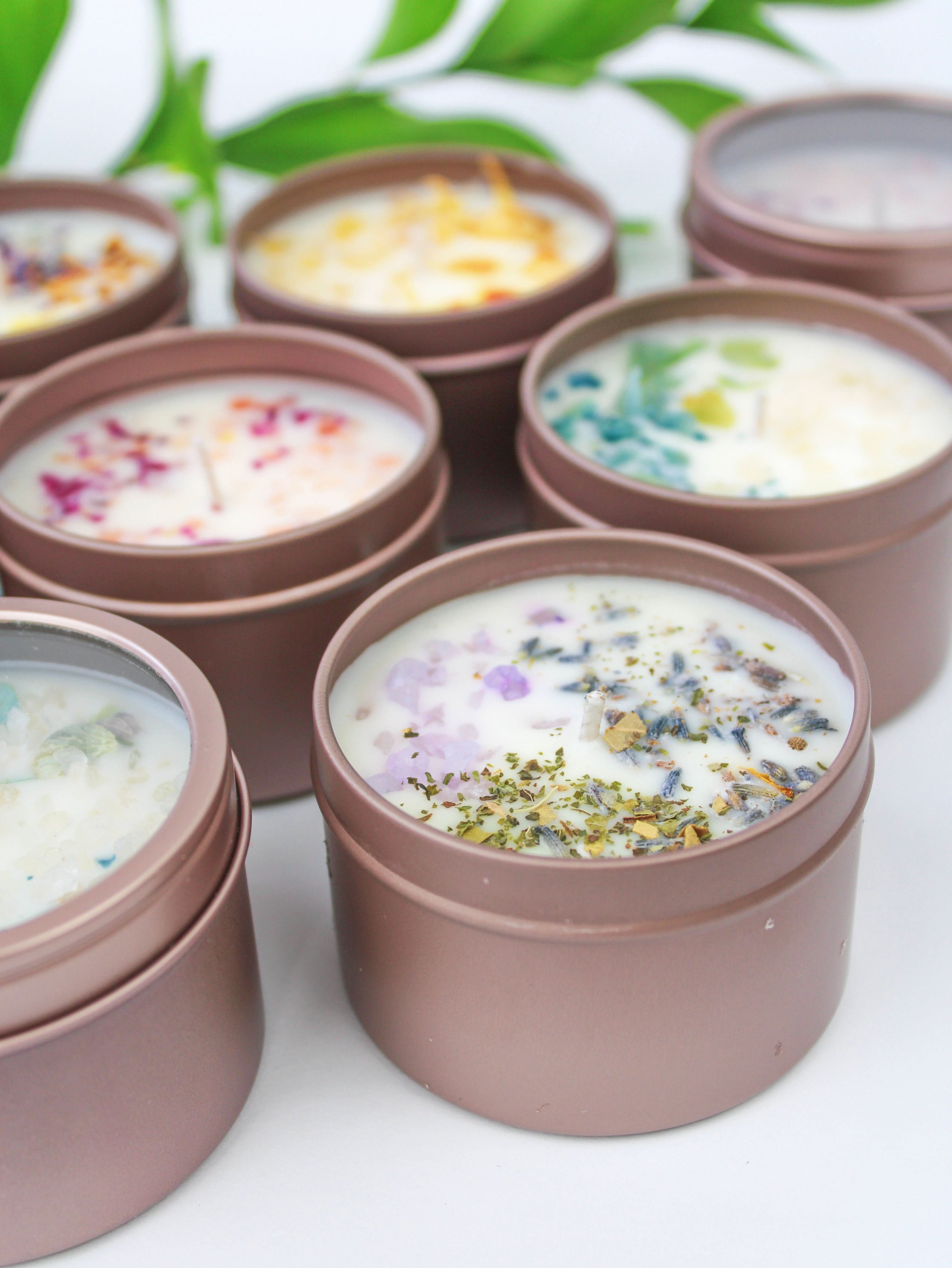 Ash &amp; Rose candle Unlabeled 4 oz Botanical Soy Wax Candles - Party Favors