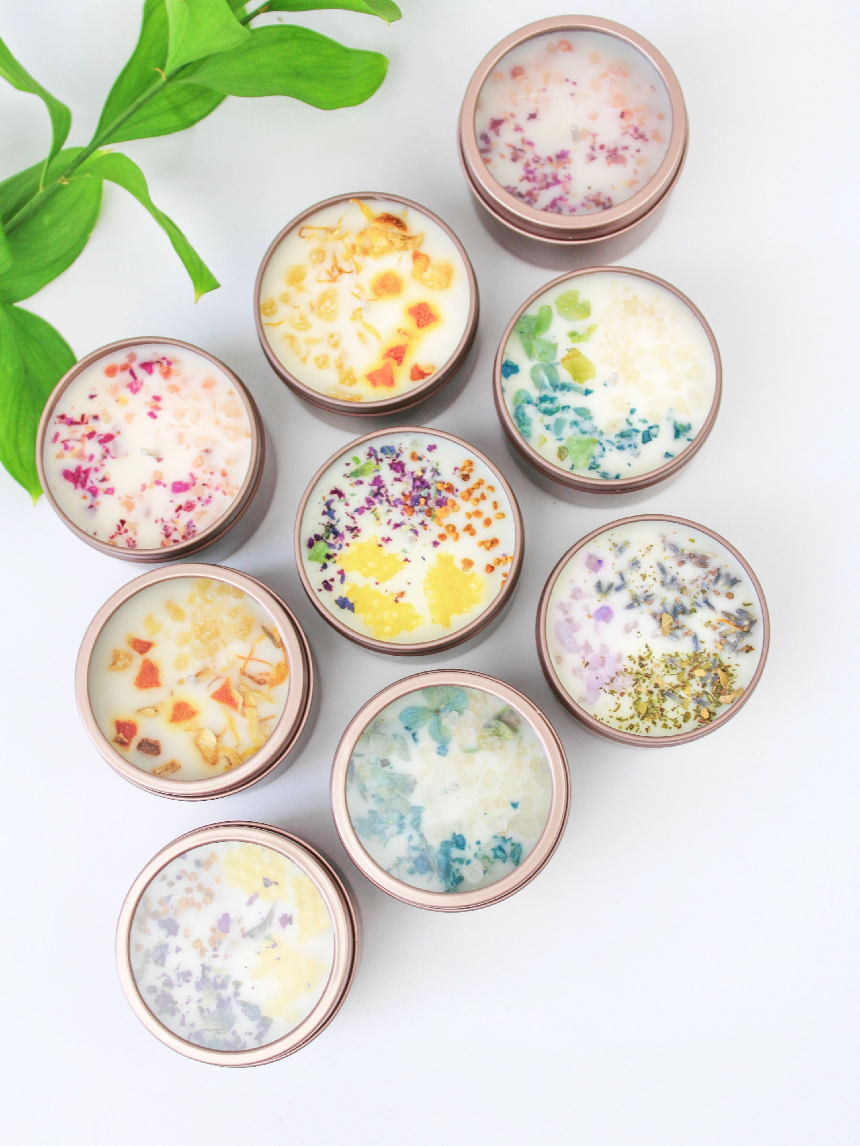 Ash &amp; Rose candle Unlabeled 4 oz Botanical Soy Wax Candles - Party Favors