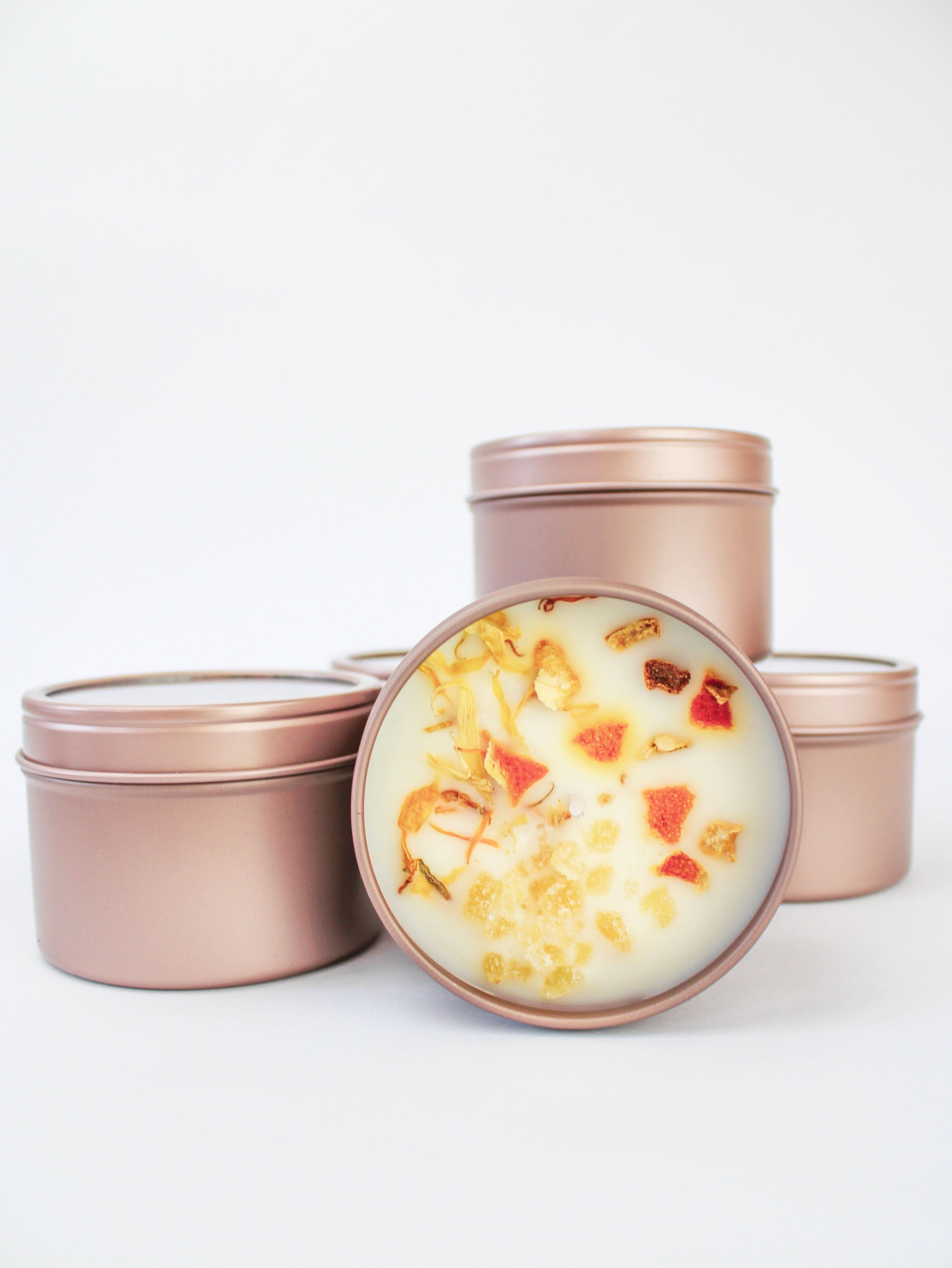 Ash &amp; Rose candle Unlabeled 4 oz Botanical Soy Wax Candles - Party Favors