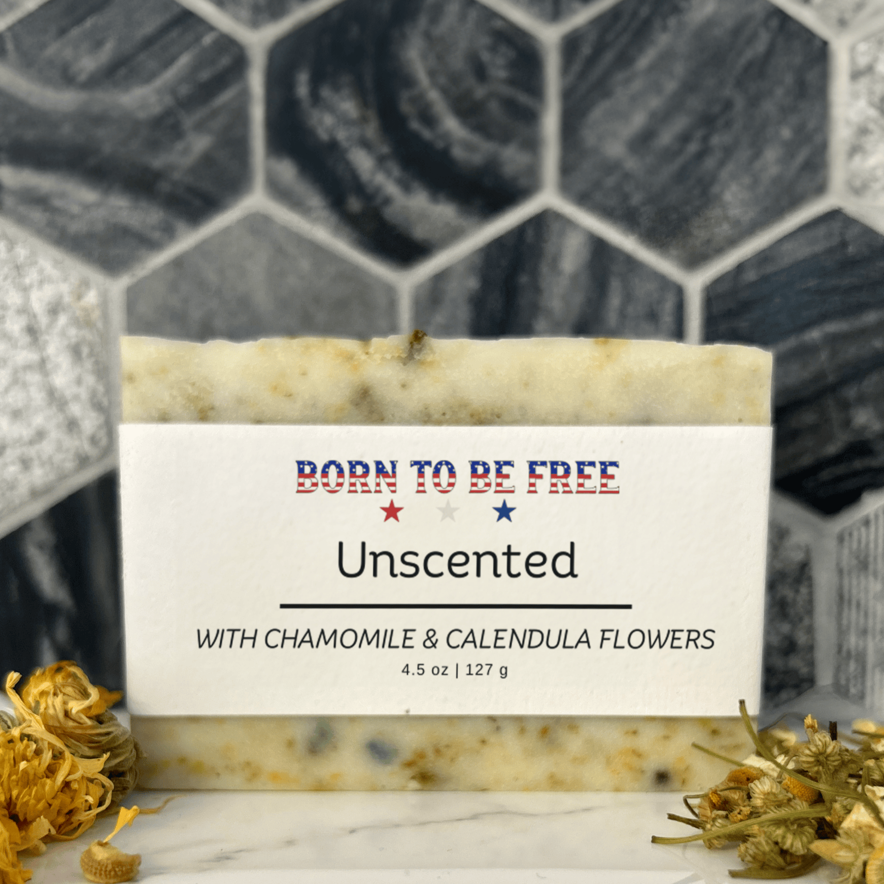 Born To Be Free Soap Bar Dried Chamomile &amp; Calendula Unscented Tallow Soap Bar