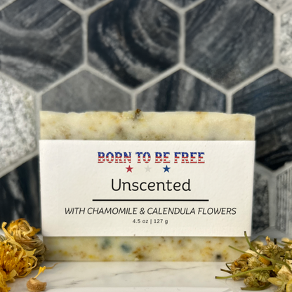 Dried Chamomile &amp; Calendula Unscented Tallow Soap Bar - My American Goods