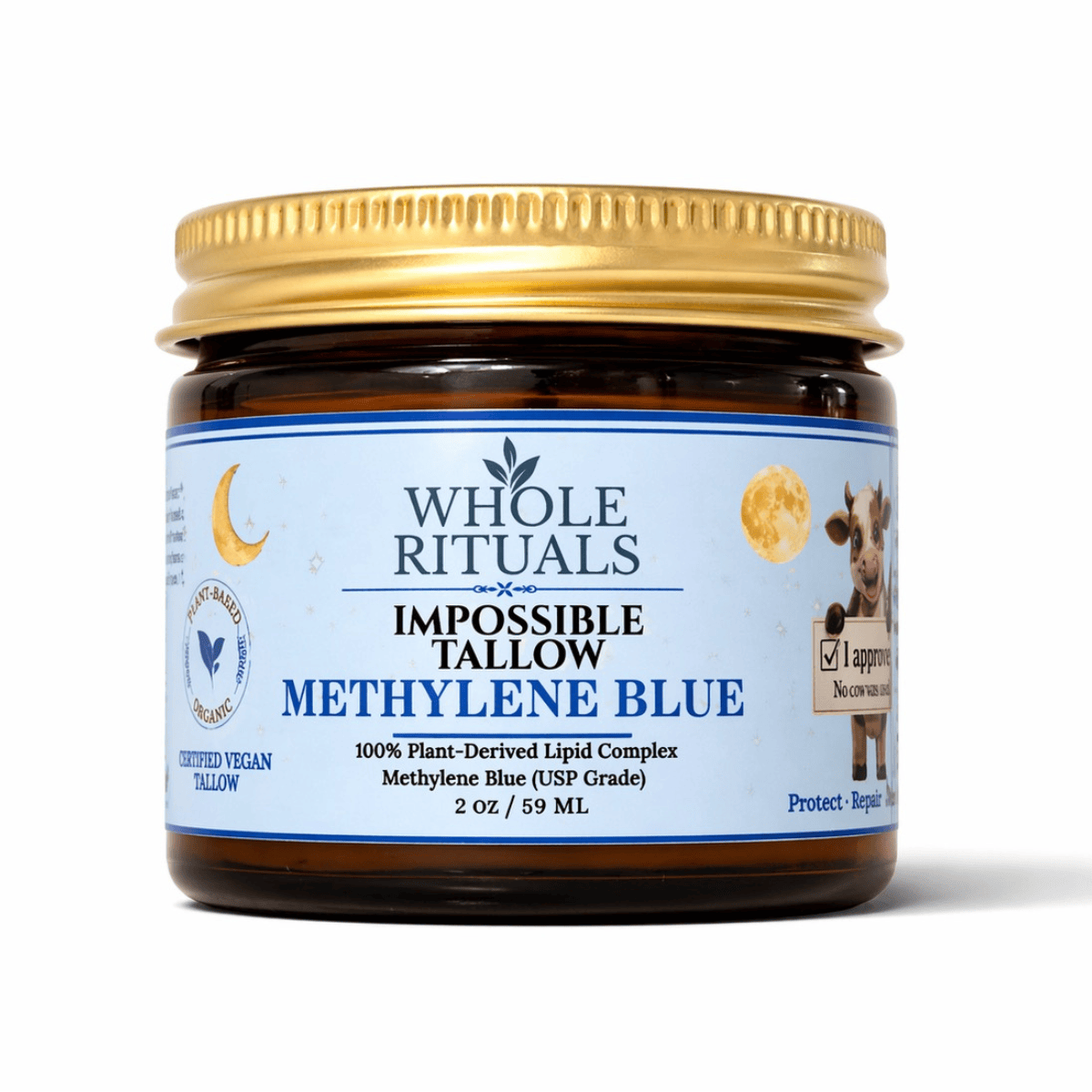 Whole Rituals Face Moisturizer Vegan Tallow Methylene Blue Deep Repair Moisturizer