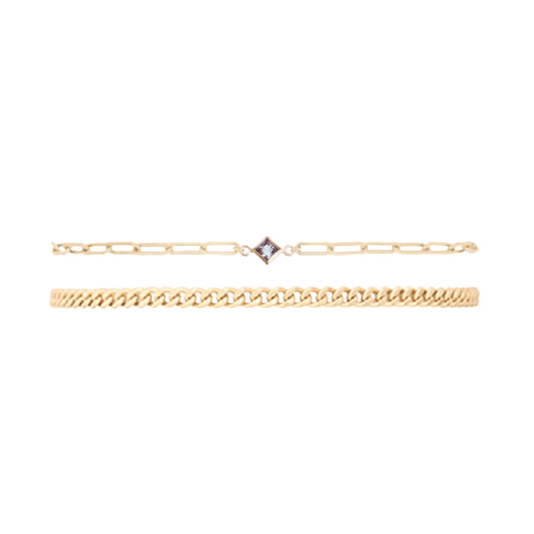 Cuffed by Nano LLC Birthstone + Gabi Curb Bracelet Stack