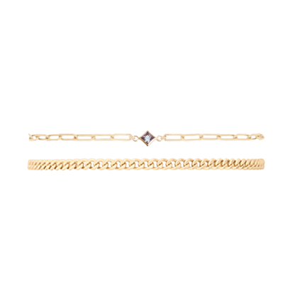Cuffed by Nano LLC Birthstone + Gabi Curb Bracelet Stack