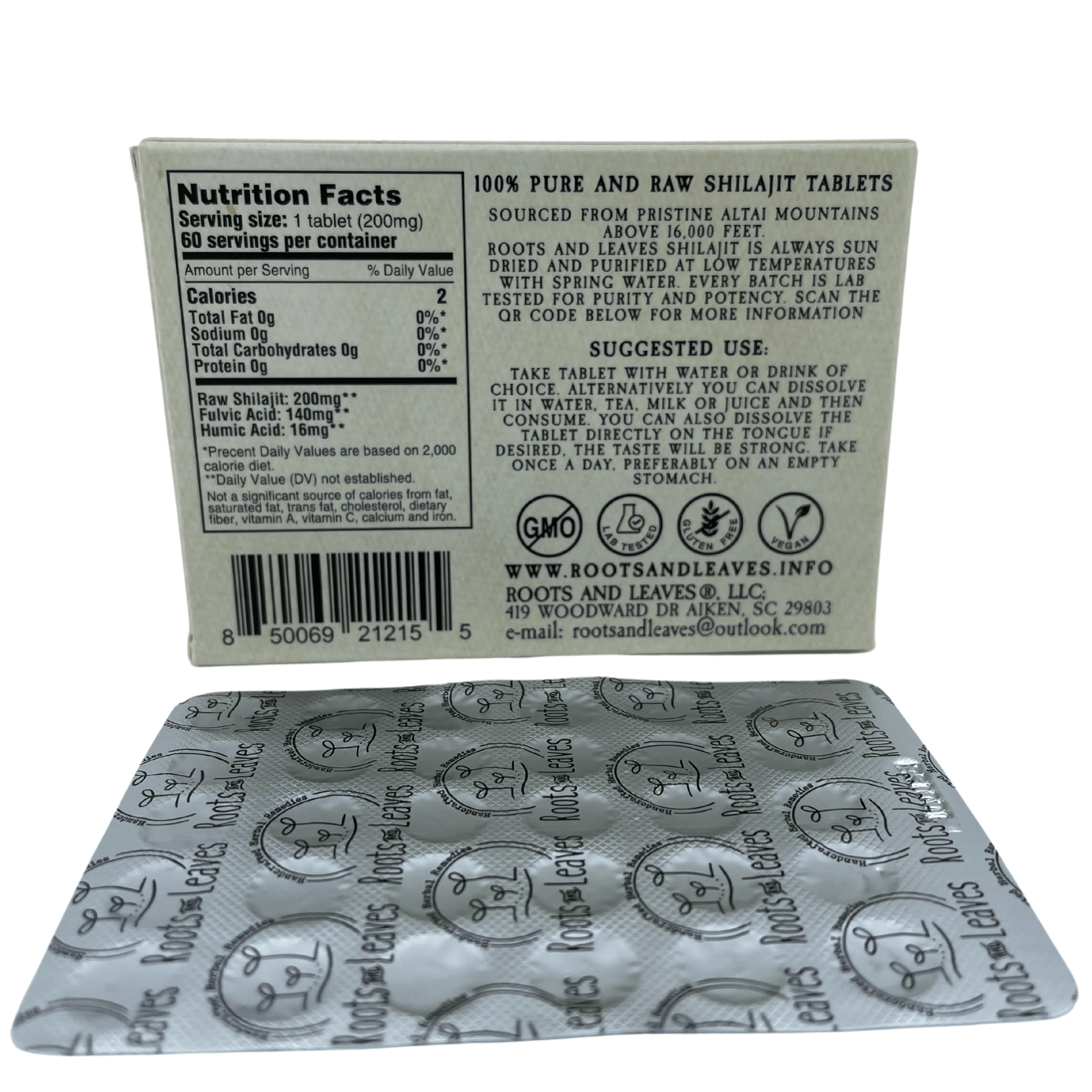 Roots and Leaves, LLC Pure Shilajit Tablets 60ct. - 60 doses