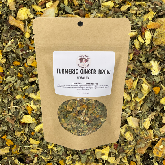 Witchy Pooh's Turmeric Ginger Brew Tea - Loose Leaf Herbal Tea, Caffeine Free by Witchy Pooh's Exotic Teas & Herbs - My American Goods