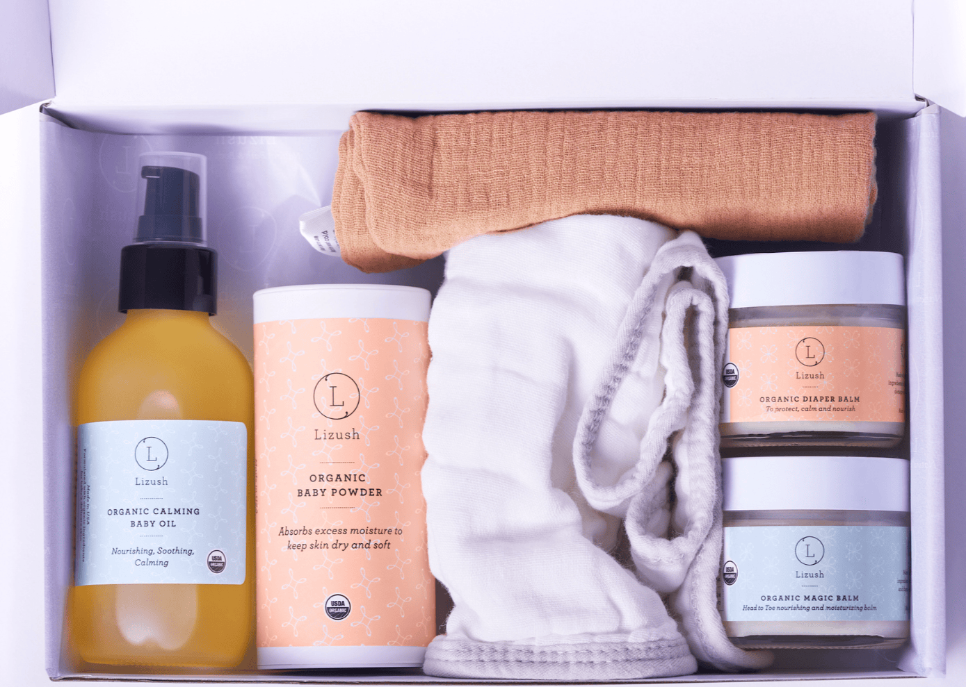 Lizush Gift set for Her Organic full care new baby gift set - welcome little one!