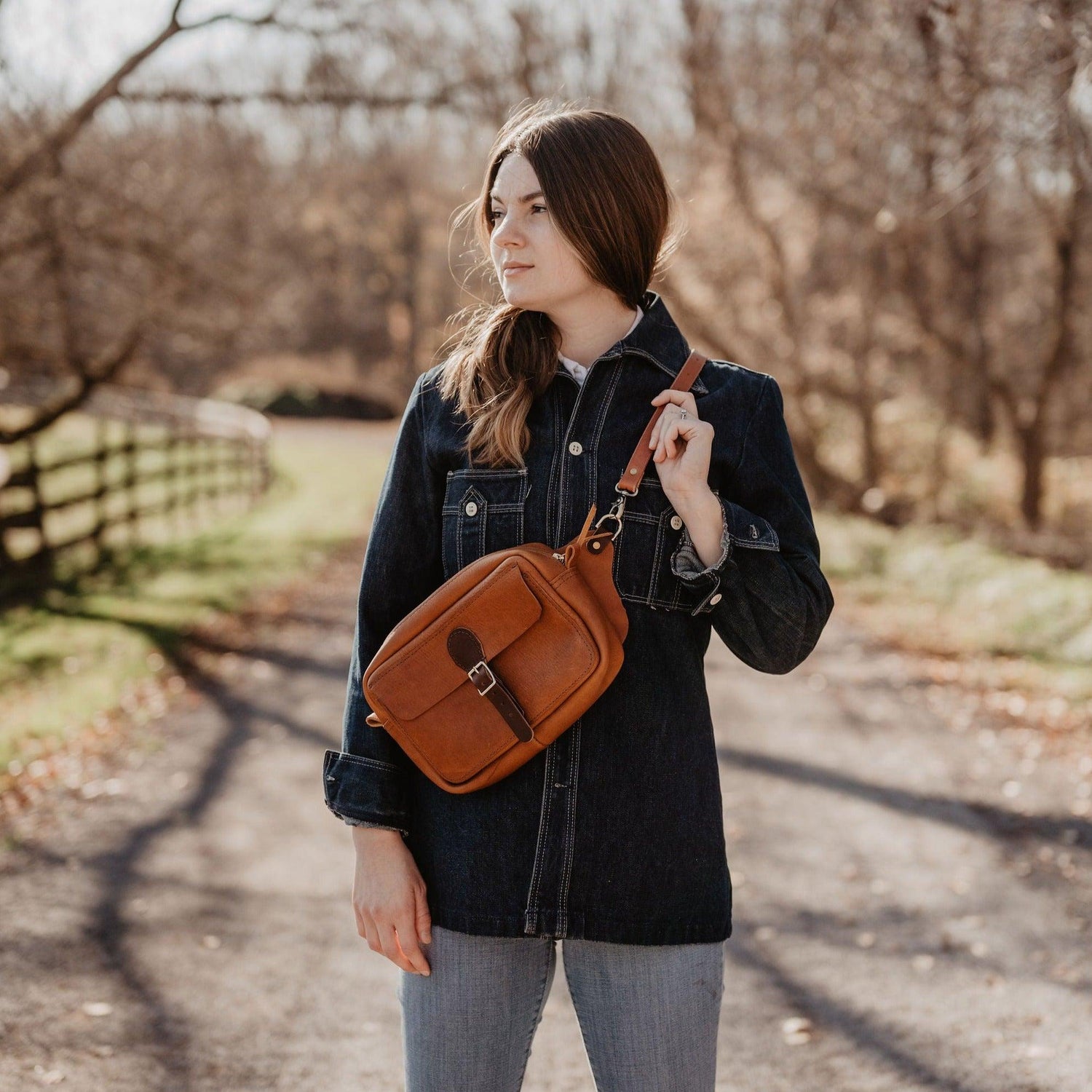 The Local Branch Leather Caramel Vagabond Sling Pack - USA Made