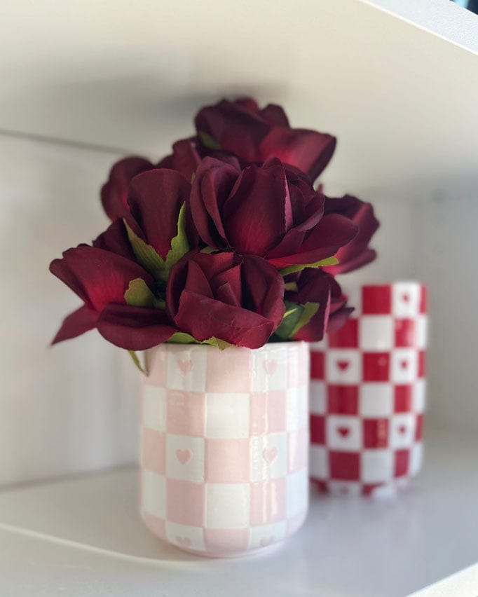 Ruby Clay Company Checkered Heart Vase