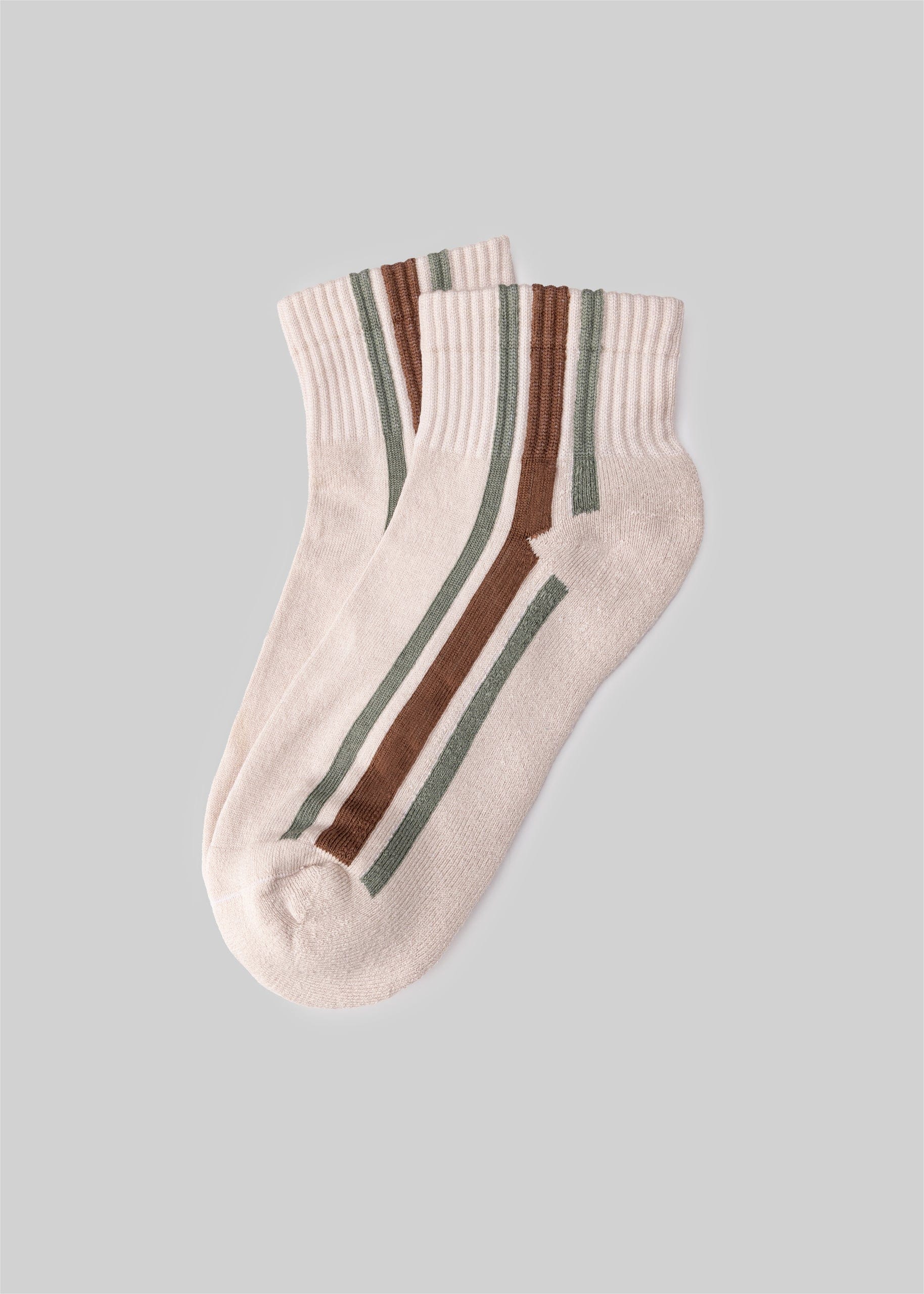 American Trench Socks Oatmilk / REG The Vertical Stripe Quarter Crew