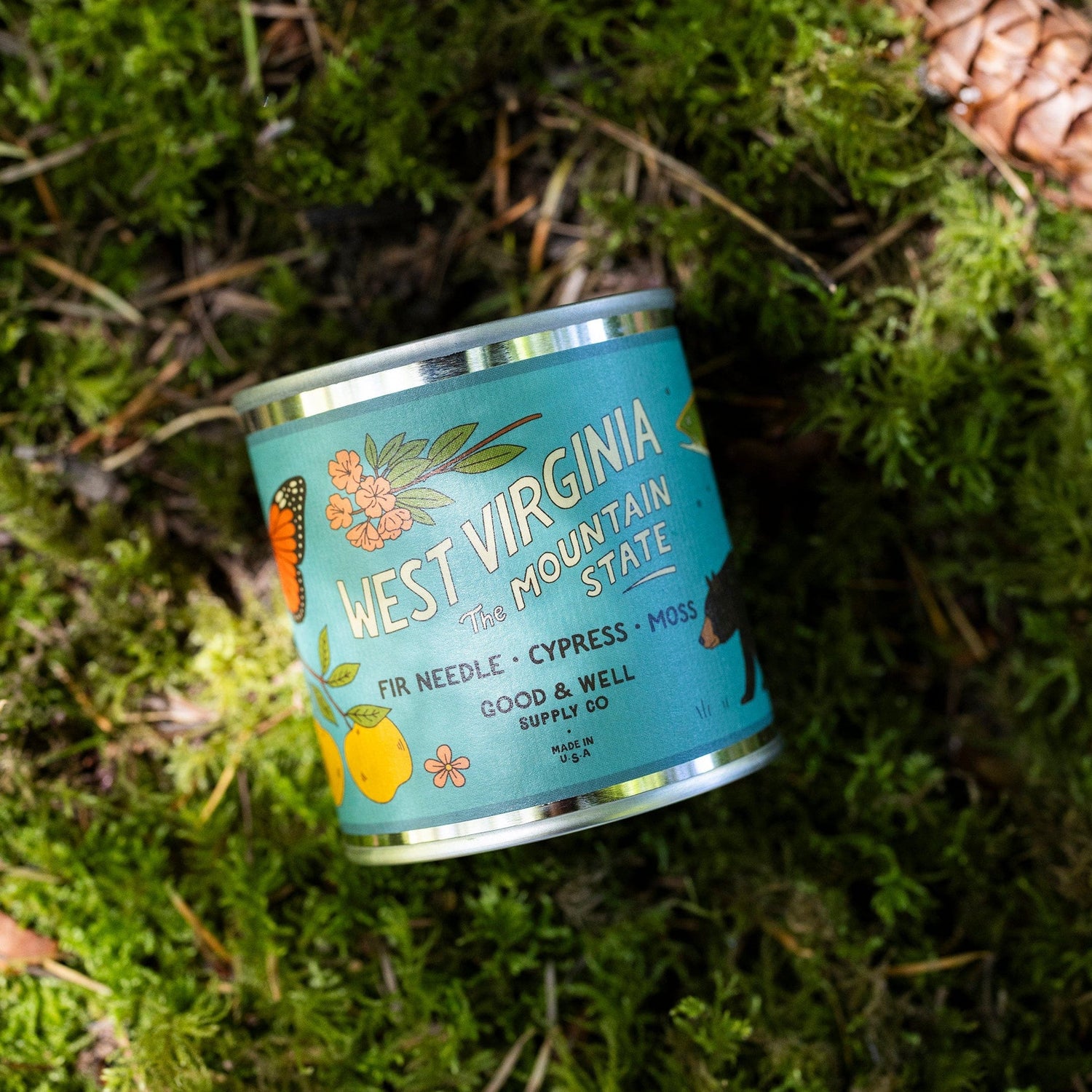 Good &amp; Well Supply Co Candles Half Pint / 8oz / Cotton Wick West Virginia State Candle
