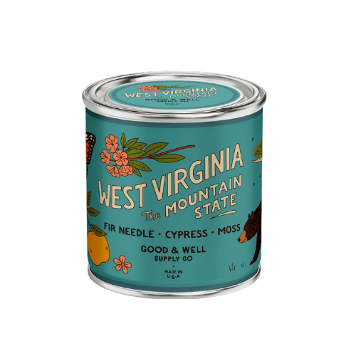 Good &amp; Well Supply Co Candles Half Pint / 8oz / Cotton Wick West Virginia State Candle