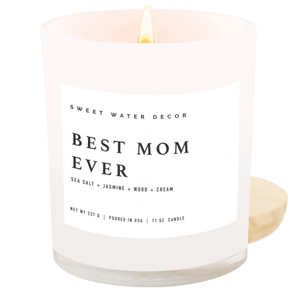 Sweet Water Decor Candles Best Mom Ever! Soy Candle - White Jar - 11 oz (Spa Day)