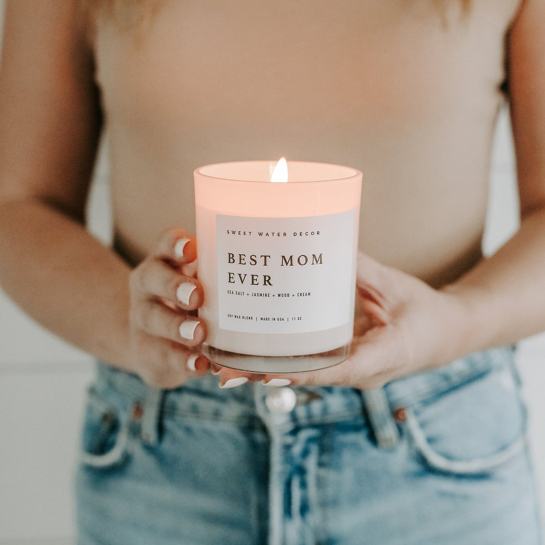 Best Mom Ever! Soy Candle - White Jar - 11 oz (Spa Day) - My American Goods