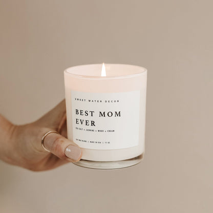 Sweet Water Decor Candles Best Mom Ever! Soy Candle - White Jar - 11 oz (Spa Day)