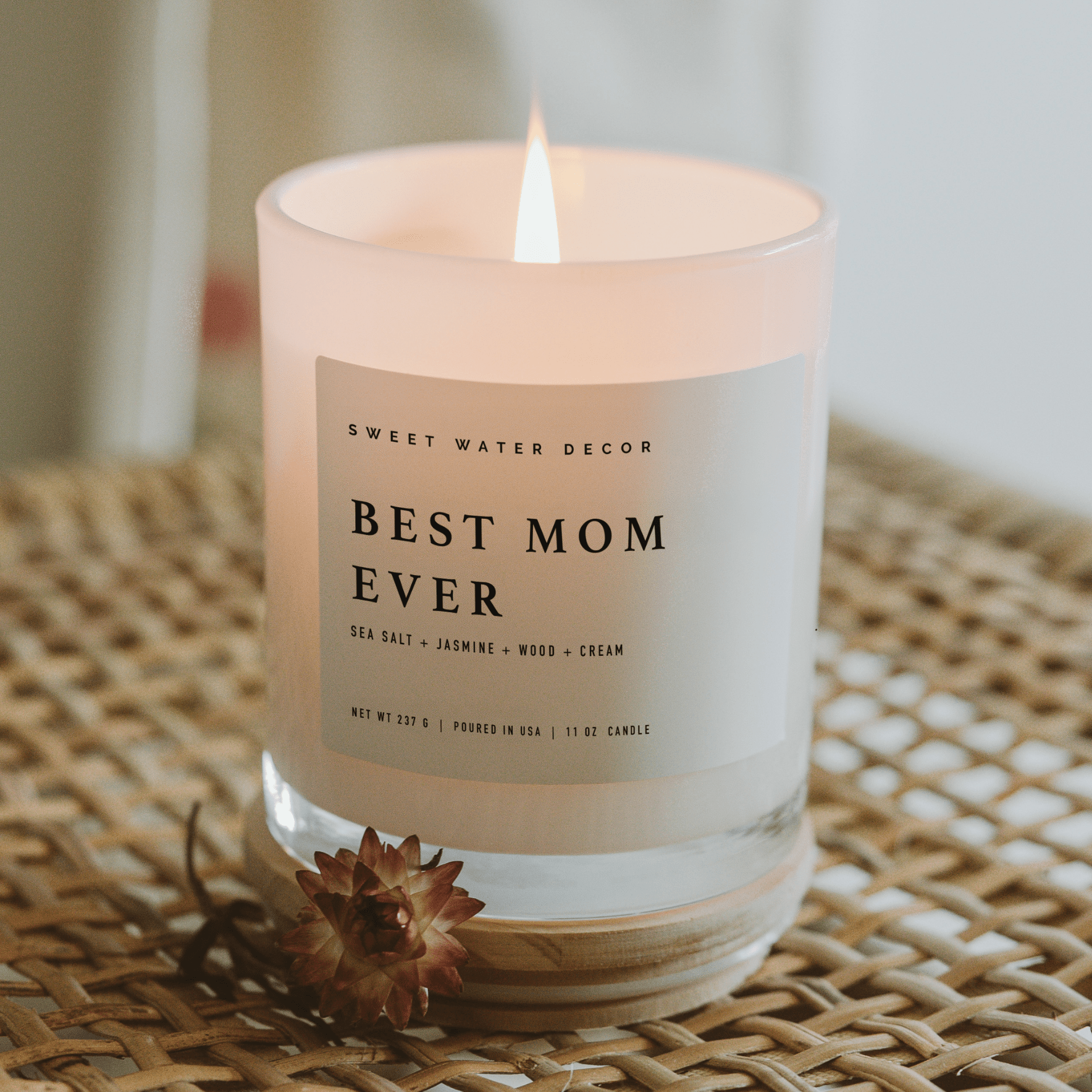 Sweet Water Decor Candles Best Mom Ever! Soy Candle - White Jar - 11 oz (Spa Day)