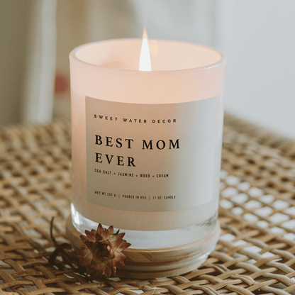 Sweet Water Decor Candles Best Mom Ever! Soy Candle - White Jar - 11 oz (Spa Day)