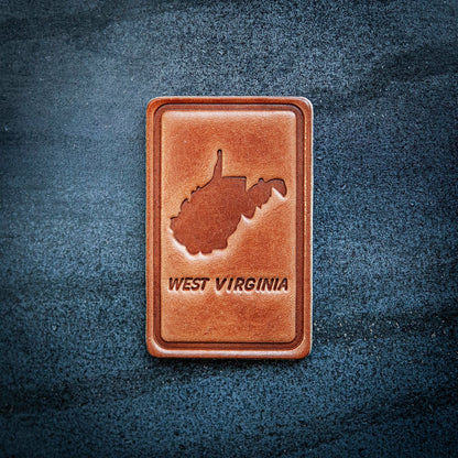 West Virginia Silhouette Leather Magnet Block Style