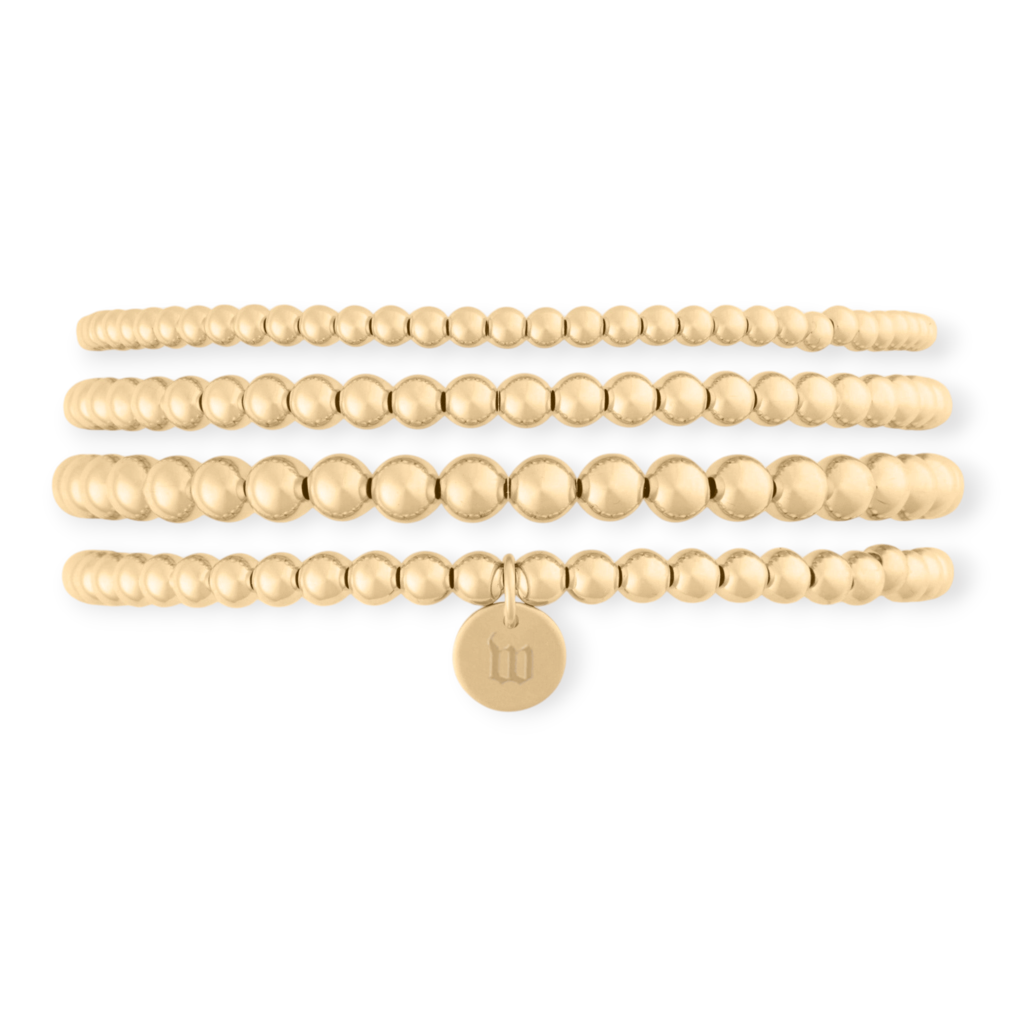 Cuffed by Nano LLC SMALL - 6.5" / w Old English Initial Juno Four Bracelet Stack