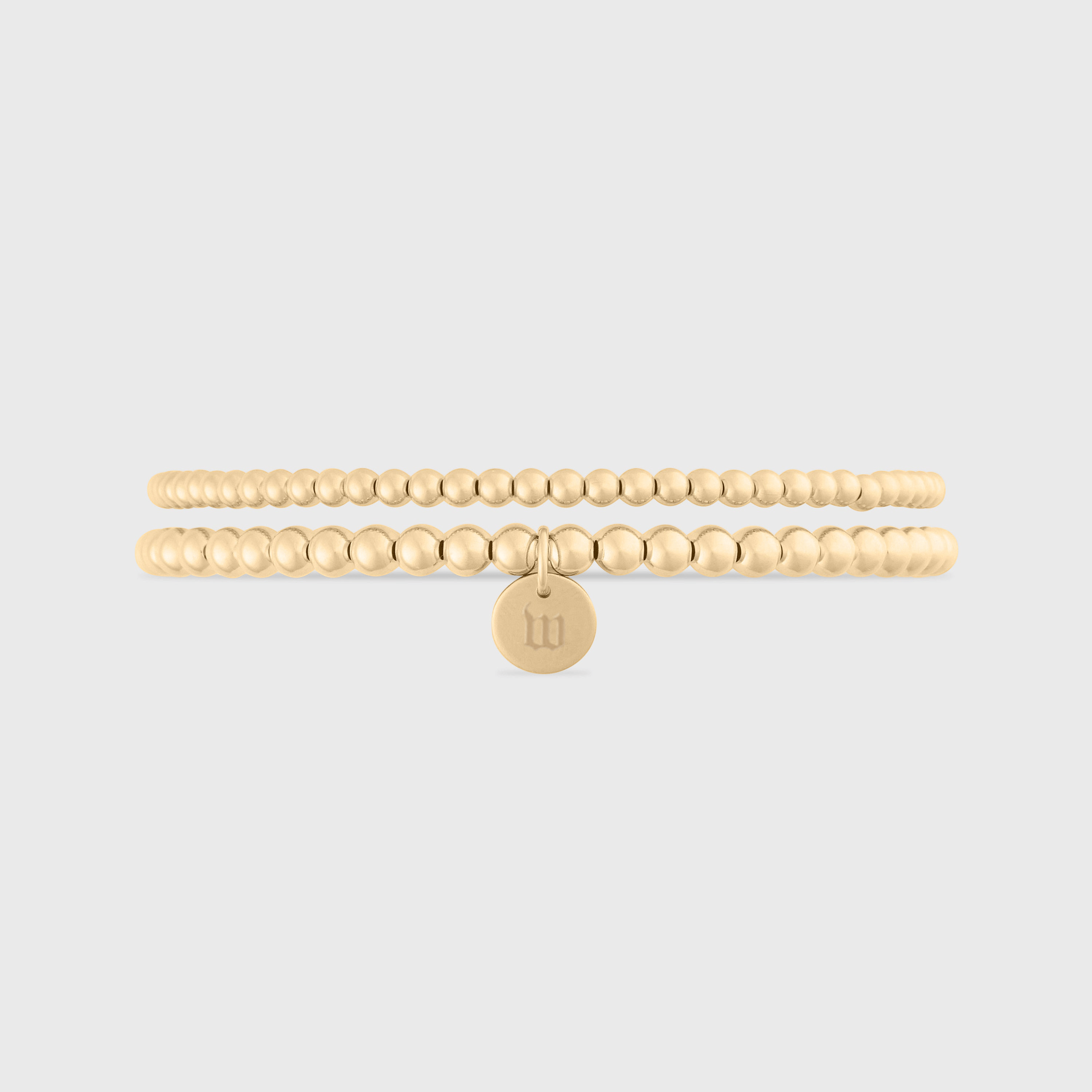 Cuffed by Nano LLC SMALL - 6.5" / w Old English Initial Juno Double Bracelet Stack (3mm + 4mm)