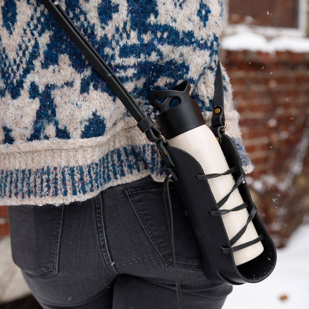 The Local Branch Leather Black Rambler Bottle Sling - USA Made