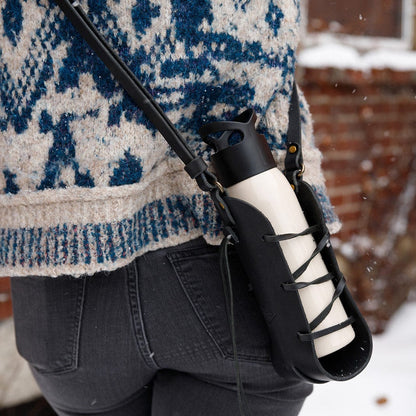 The Local Branch Leather Black Rambler Bottle Sling - USA Made